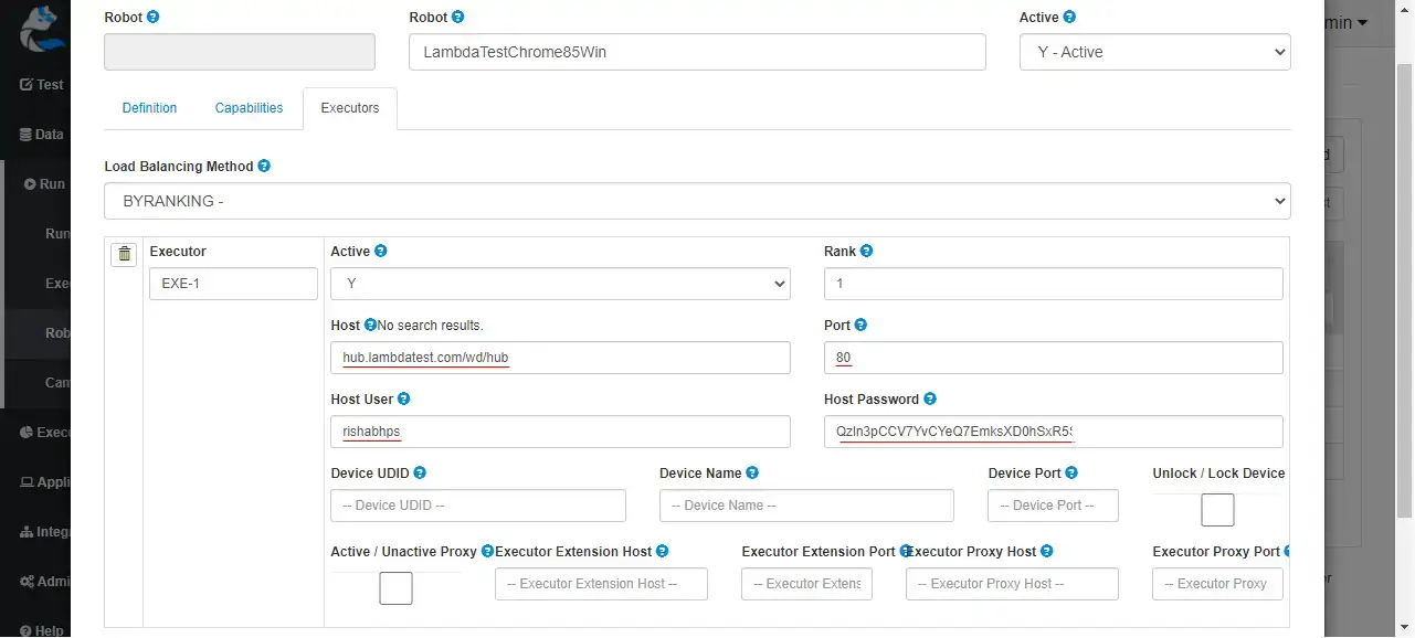 Setting Up Executor Wizard