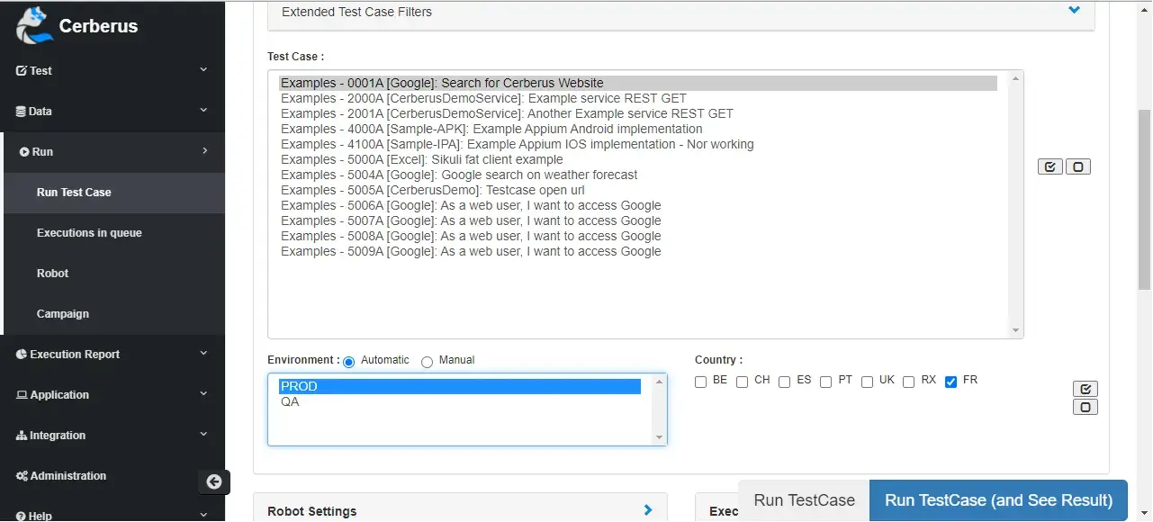 test execution environment