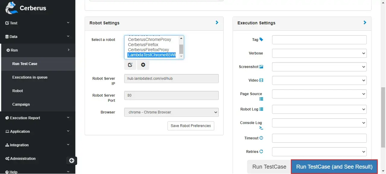 Running Test Case