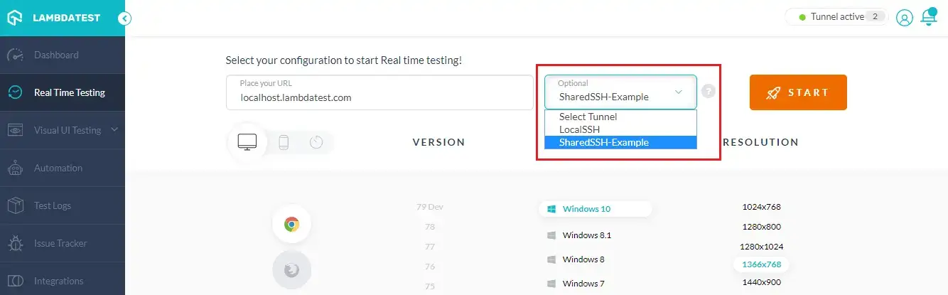Sharing LambdaTest Tunnel