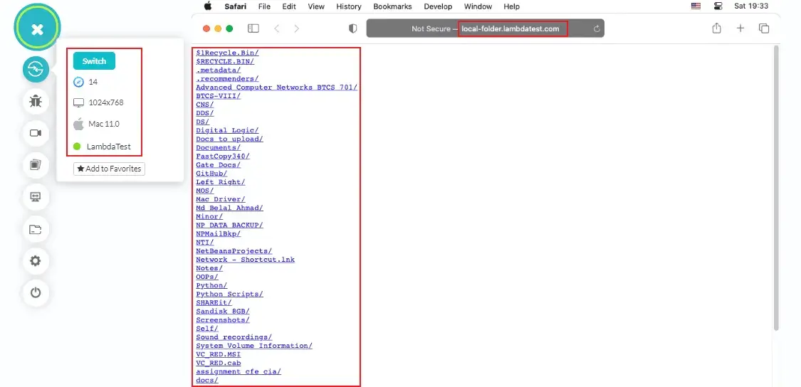 local page testing environment