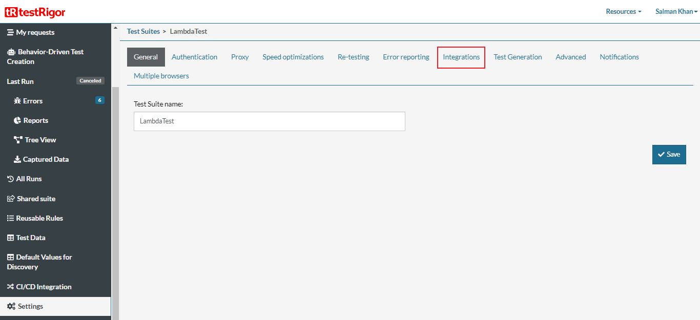 Integrating LambdaTest With testRigor