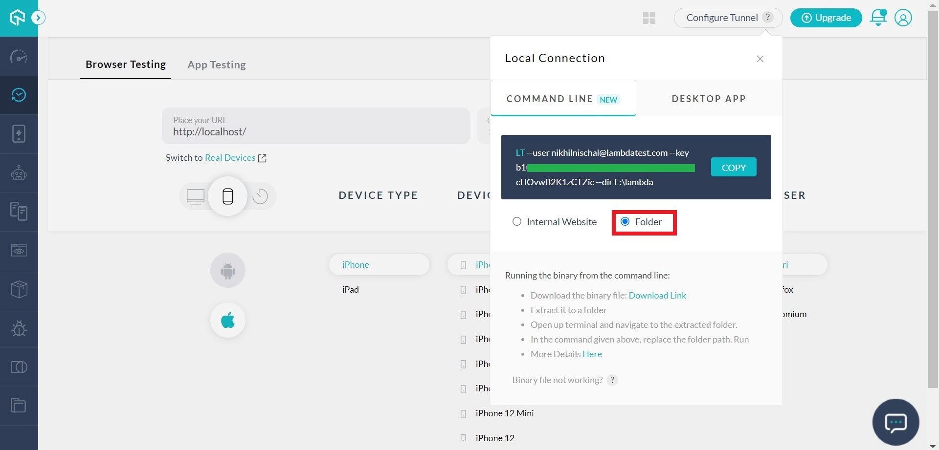 setting up localhost testing for mac machine