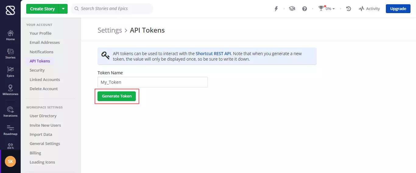 copy api token